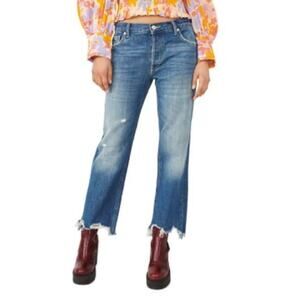 Free People We the Free Maggie Mid-Rise Straight Leg Jeans sz 29 Distressed